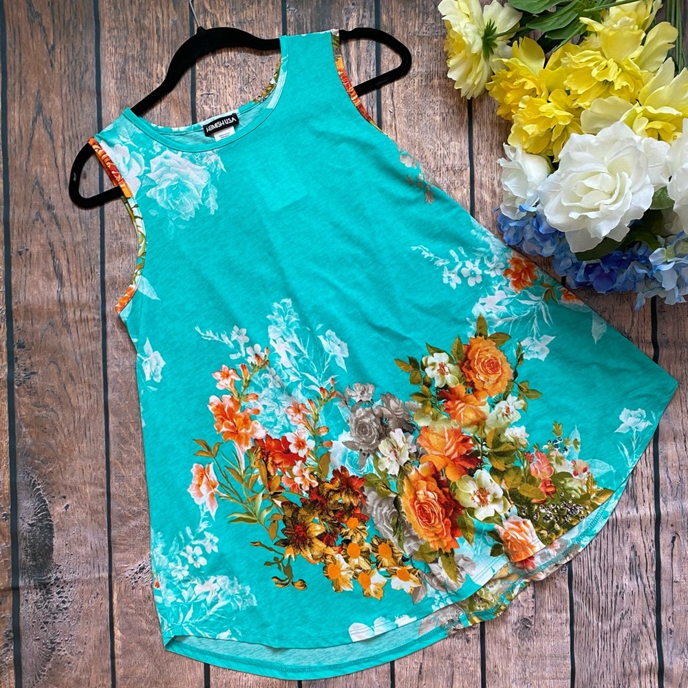 Jade & floral tank top
